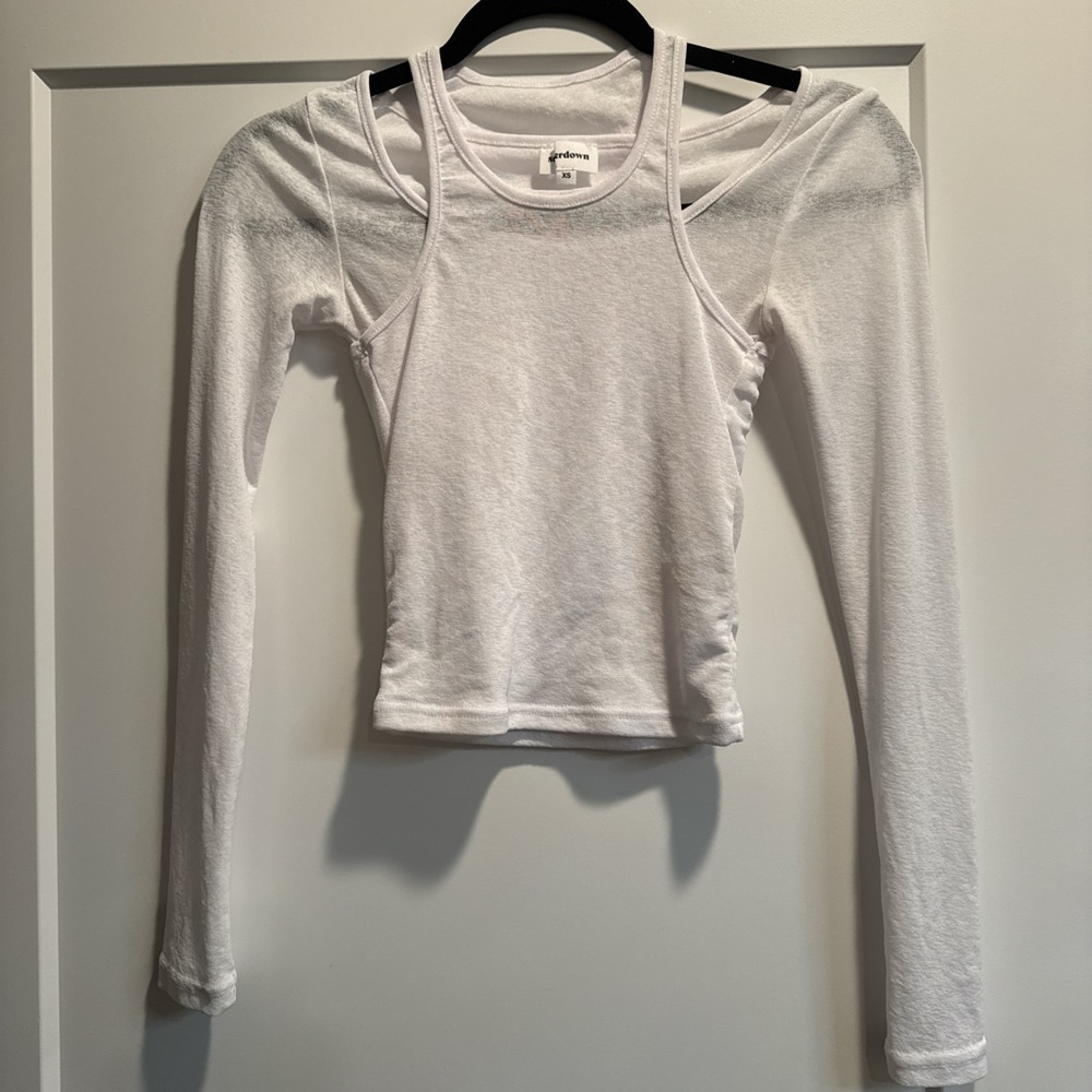 Revolve Superdown Long Sleeve Overlay Detail Top in White